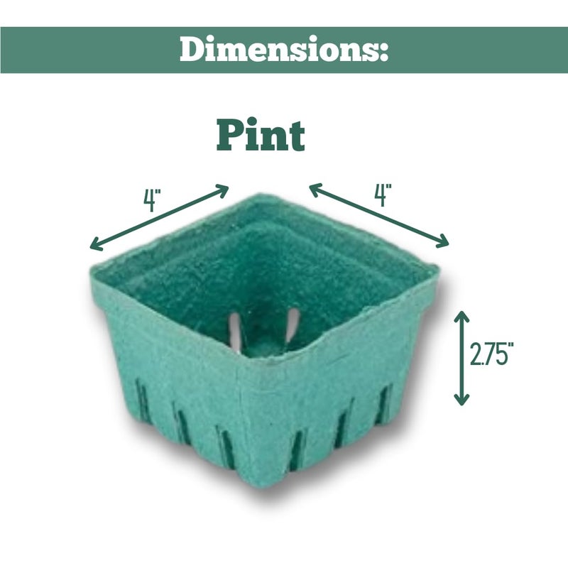 JA Kitchens Kitchens Green Molded Pulp Fiber Berry/Produce Vented 1 Pint Basket 40 Pieces - Image 4